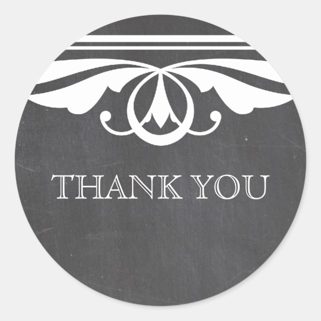 Ivory Deco Chalkboard Thank You Stickers (Front)