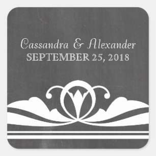 Ivory Deco Chalkboard Wedding Stickers