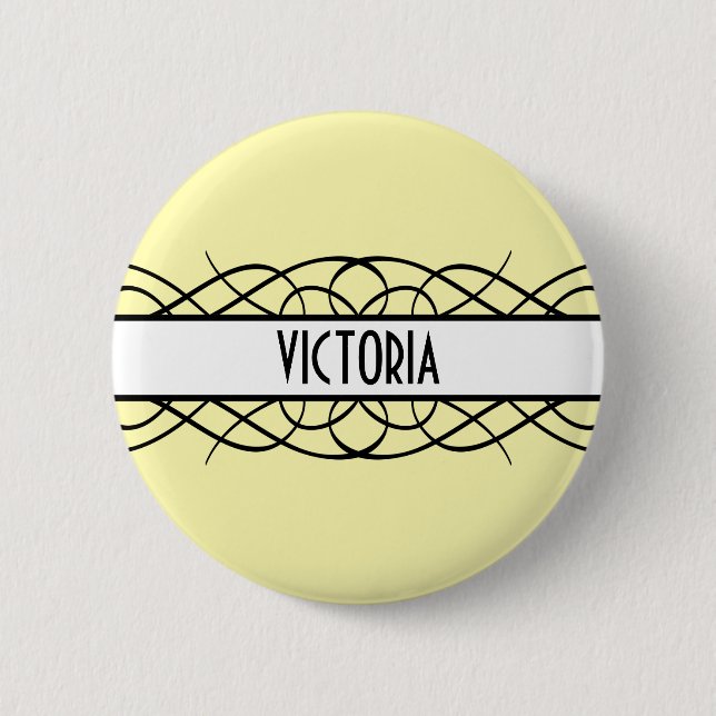 Ivory Deco Flourish 6 Cm Round Badge (Front)