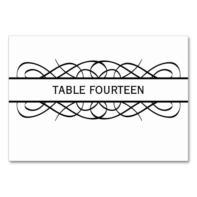 Ivory Deco Flourish Table Card (Front)