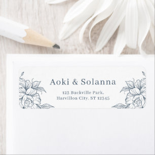 Ivory Denim Blue Style in Wedding Return Address  Label