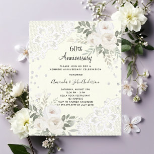 Ivory diamond 60th wedding anniversary invitation