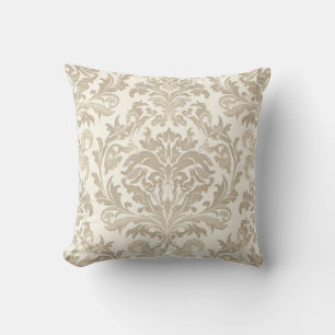 Ivory Elegance Baroque Damask Classic Antique Cushion