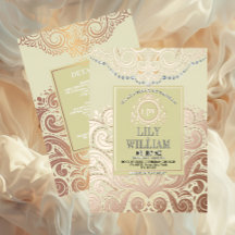 Ivory Elegant Artdeco Diamond Monogram Wedding