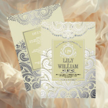 Ivory Elegant Artdeco Diamond Monogram Wedding