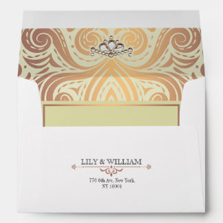 Ivory Elegant Artdeco Diamond Rose Gold Wedding Envelope