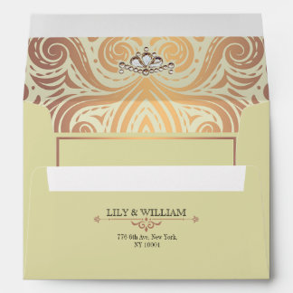 Ivory Elegant Artdeco Diamond Rose Gold Wedding Envelope