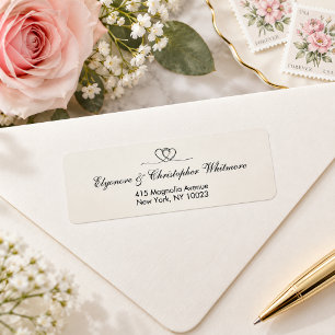 Ivory Elegant Calligraphy Wedding Return Address Label