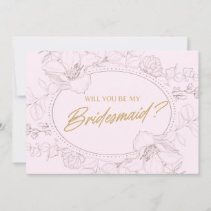 Ivory Elegant Floral Will You Be My Bridesmaid Invitation