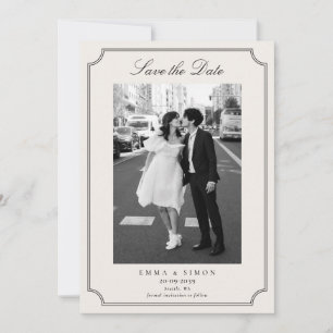 Ivory Elegant Frame Photo Save the Date Thank You Card
