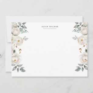 Ivory Elegant Garden Floral Stationery Note Card