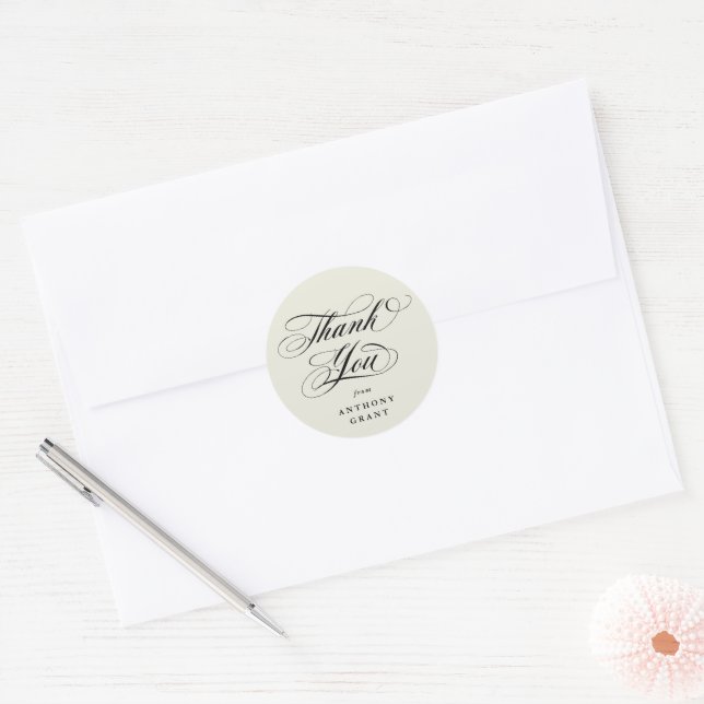 Ivory Elegant Script Graduation Thank You Classic Round Sticker (Envelope)