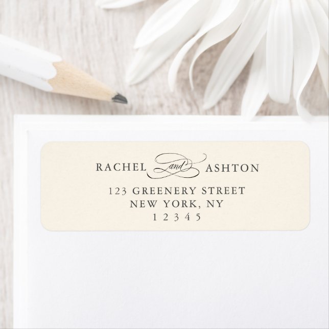 Ivory Elegant Script Return Address Label (Insitu)