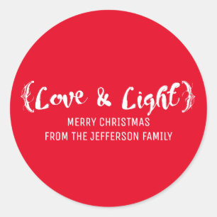 Ivory Elegant Sketched Love & Light Holiday Classic Round Sticker
