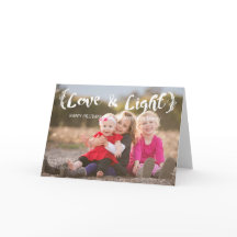 Ivory Elegant Sketched Love & Light Holiday Photo
