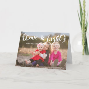 Ivory Elegant Sketched Love & Light Holiday Photo Card