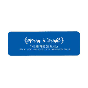 Ivory Elegant Sketched Merry and Bright Holiday Return Address Label