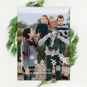 Ivory Elegant Snowflakes Holiday Photo Card