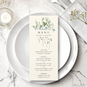 Ivory Elegant Watercolor Wildflower Wedding Menu