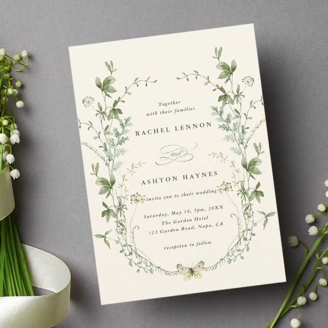 Ivory Elegant Watercolor Wildflowers Wedding Invitation (Creator Uploaded)