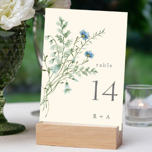 Ivory Elegant Watercolor Wildflowers Wedding Table Number