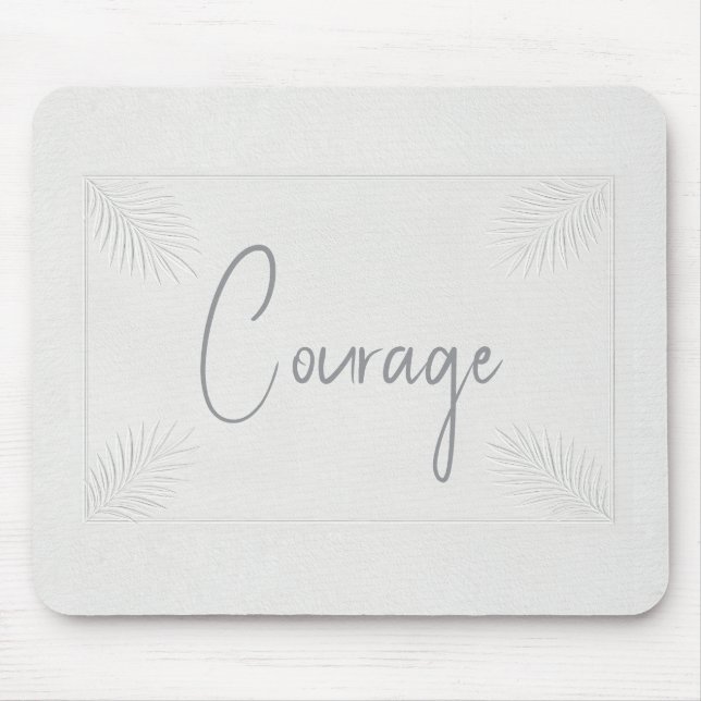 Ivory Embossed Palm Frond Frame Mouse Pad (Front)