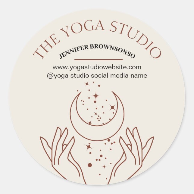 Ivory Energy Heal Stars Hands Moon Spiritual Classic Round Sticker (Front)