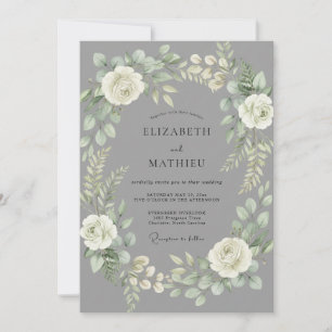 Ivory Ethereal Wreath Wedding Invitation