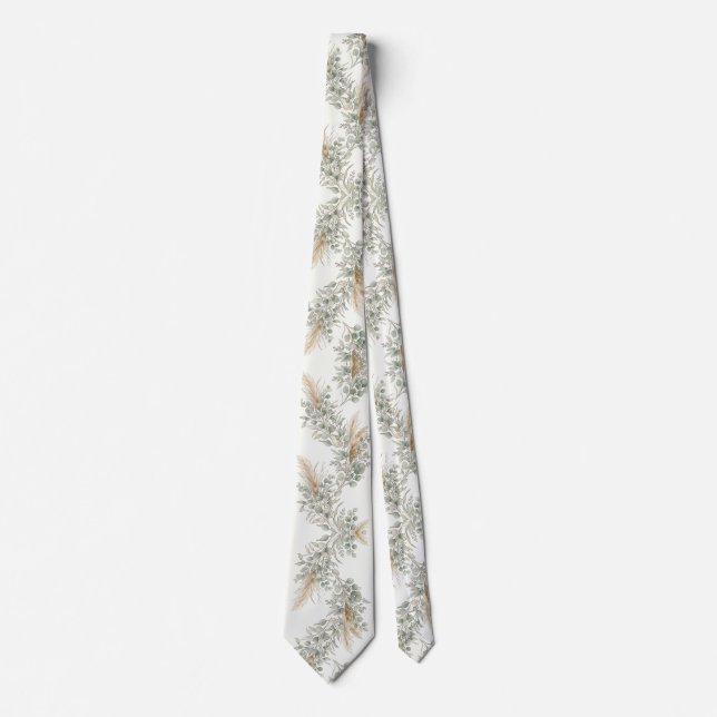 Ivory Eucalyptus Pampas  Tie (Front)