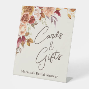 Ivory Fall Floral Bridal Shower Cards & Gifts Pedestal Sign