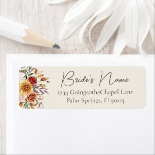 Ivory Fall Floral Bridal Shower Return Address Label