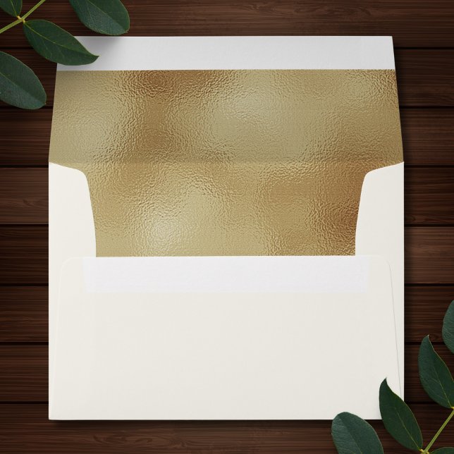 Ivory Faux Gold Foil Formal 5x7 Envelope (Ivory and Gold Foil Envelope)