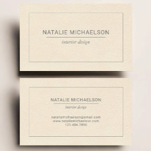 Ivory Faux Leather Grey Text Minimalist Business Card