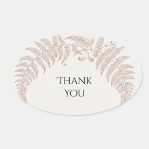 Ivory Fern Botanical Wedding Thank You Oval Sticker