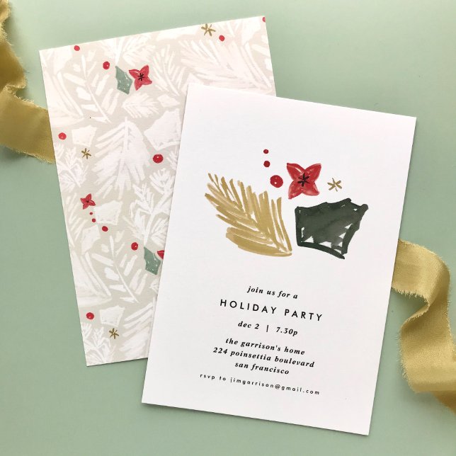 Ivory Festive Botanical Holiday Party Invitation (Creator Uploaded)