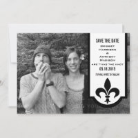 Ivory Fleur De Lis Banner Save the Date Invite