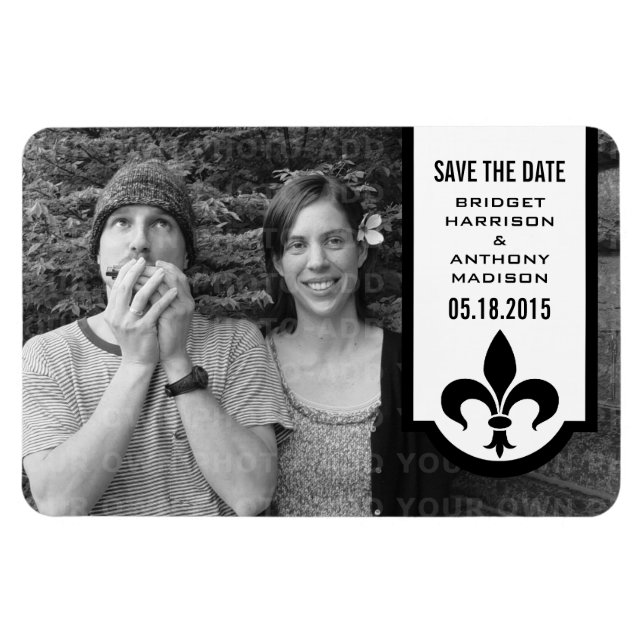 Ivory Fleur De Lis Banner Save the Date Magnet (Horizontal)