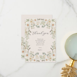 Ivory Floral Baby Shower Thank You Card