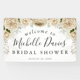 Ivory Floral Bouquet Elegant Bridal Shower Banner