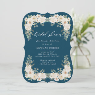 Ivory floral bridal shower invitation
