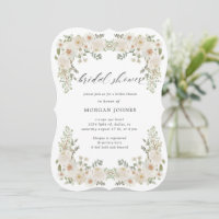 Ivory floral bridal shower invitation