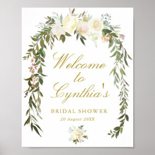ivory floral bridal shower welcome sign