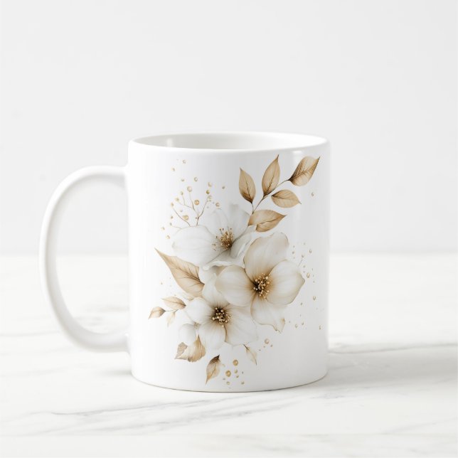 Ivory Floral Coffee Mug (Left)