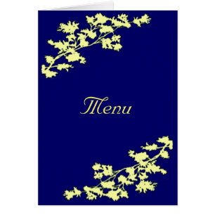 Ivory Floral Deco Wedding Menu Card