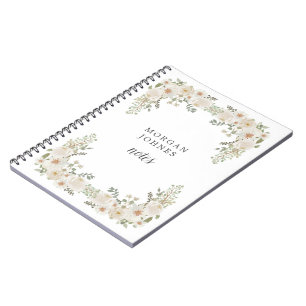 ivory floral elegant monogram notebook