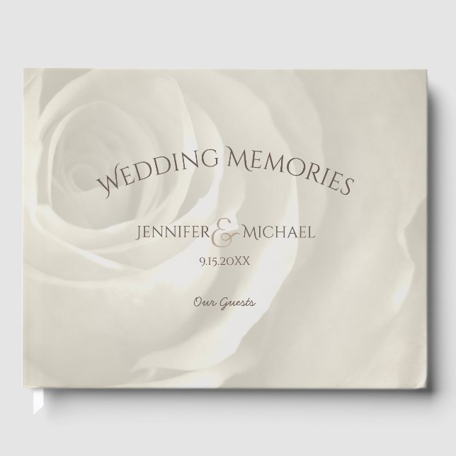ivory floral elegant wedding guests memories guest book (Front)