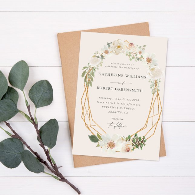 Ivory Floral Garden Elegant Wedding Invitation (Creator Uploaded)