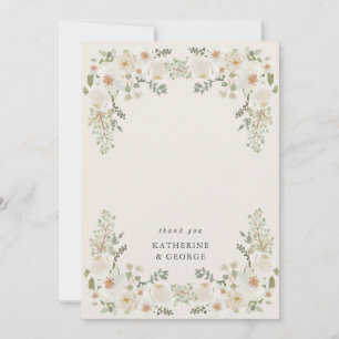 Ivory Floral Garden Elegant Wedding  Thank You Card