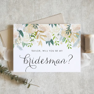 Ivory Floral Garland Will You Be My Bridesman