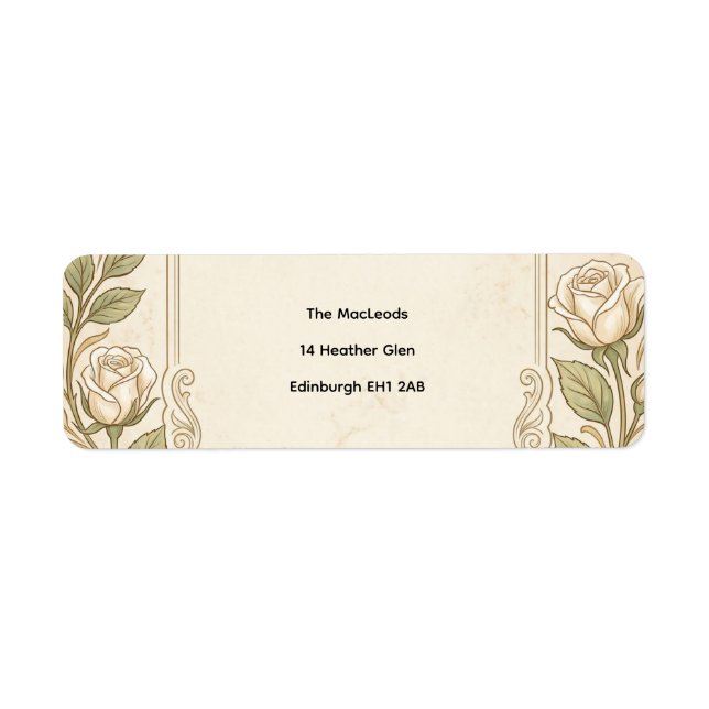 Ivory Floral Greenery Return Address Label (Front)